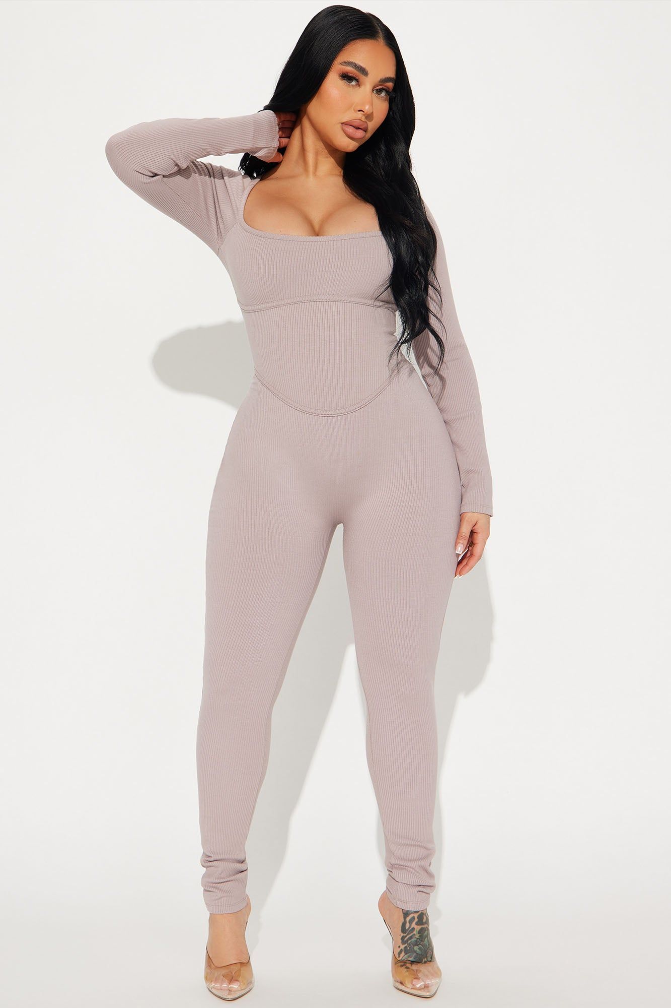 Avani Snatched Jumpsuit - Sand sold by Fashion Nova