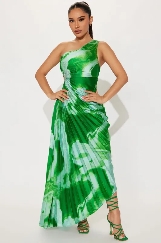 Nicole Pleated Maxi Dress - Green sold by Fashion Nova