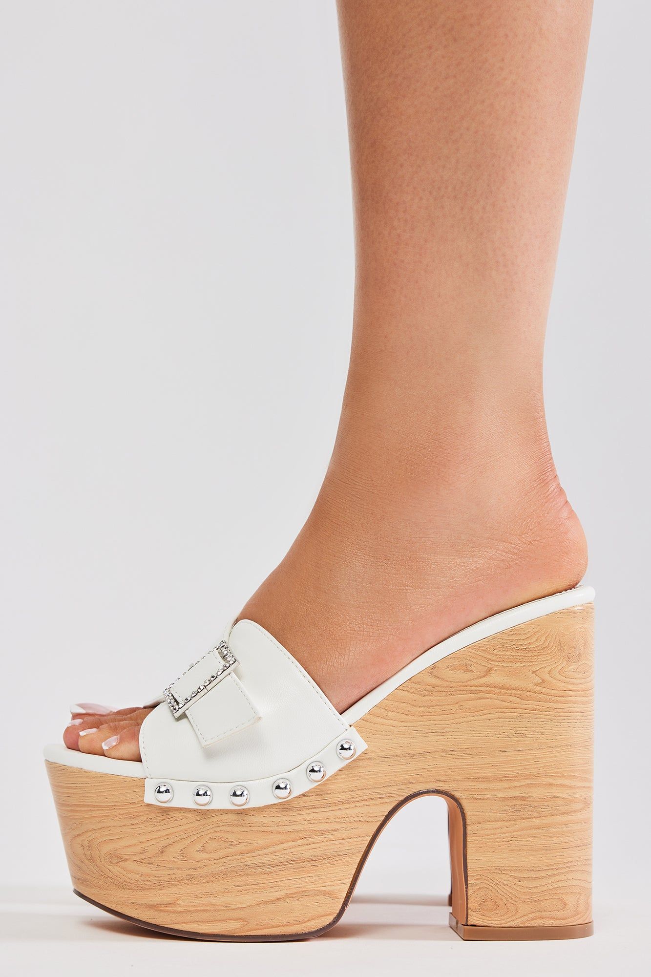 Shae Platform Mules - White sold by Fashion Nova product image thumbnail 4