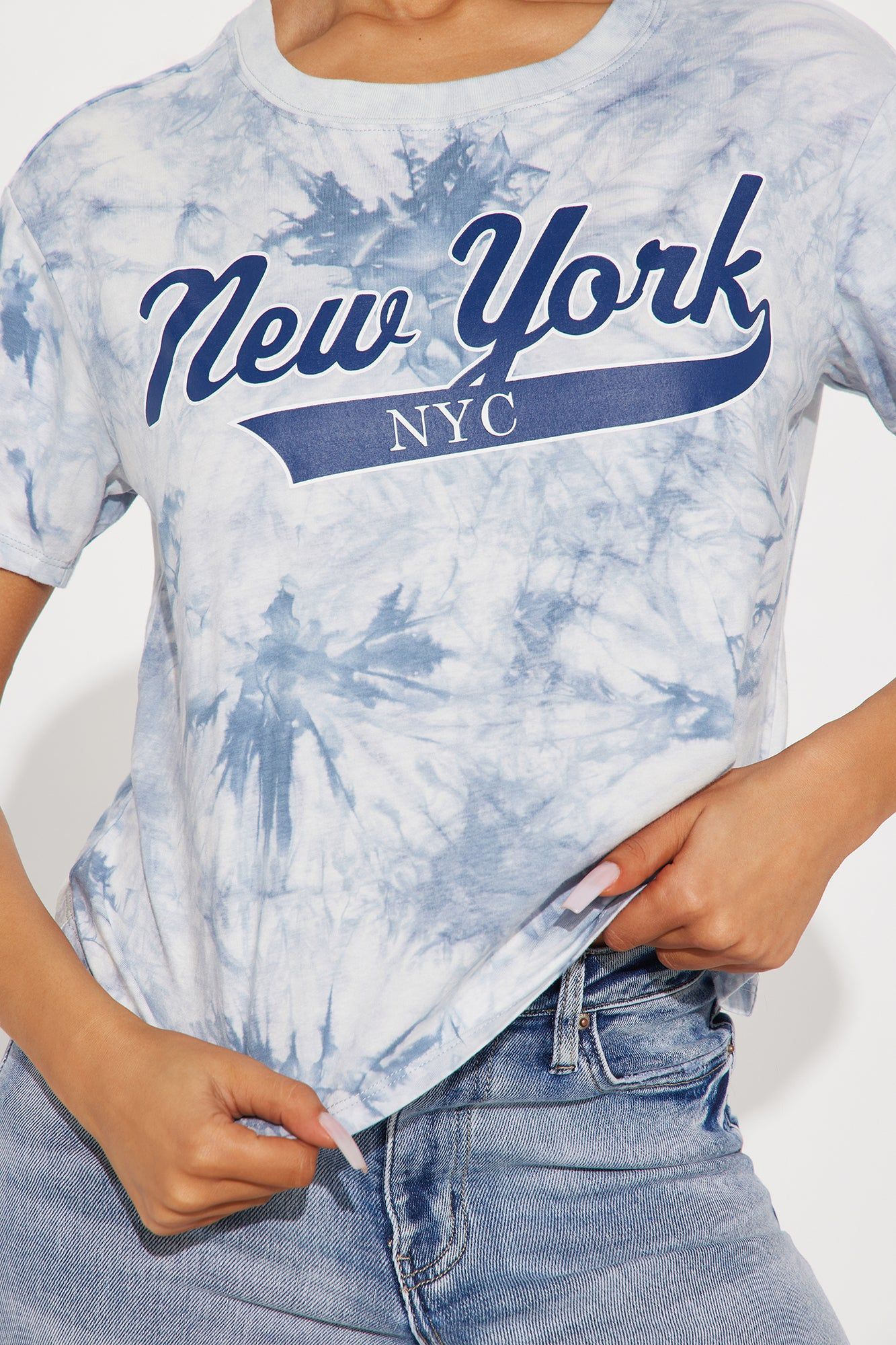 NYC Tie Dye Cropped Tee - Navy/combo sold by Fashion Nova product image thumbnail 3