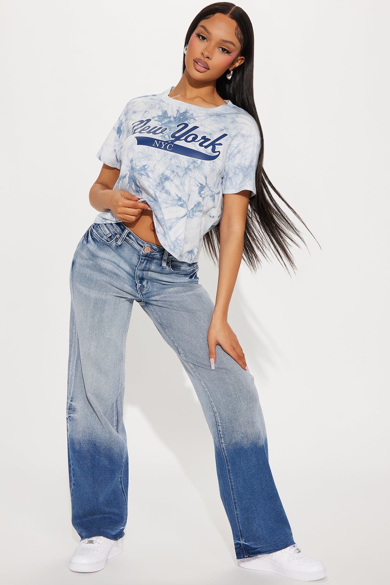 NYC Tie Dye Cropped Tee - Navy/combo sold by Fashion Nova product image thumbnail 2