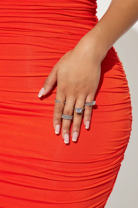 Keeping Me Satisified 5 Piece Ring Set - Silver sold by Fashion Nova