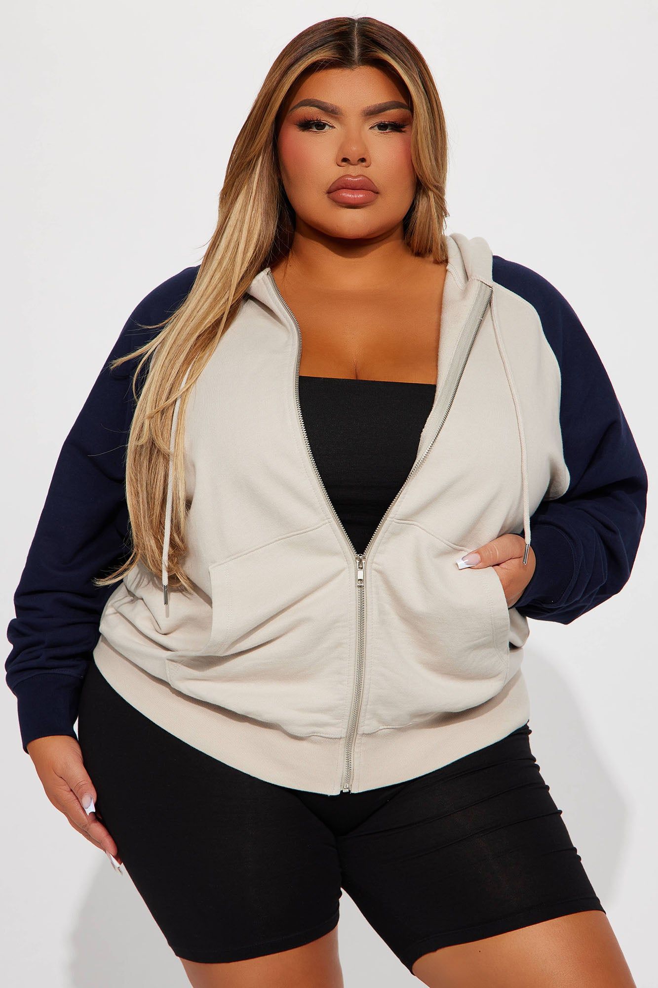 Wrenley Lounge Colorblock Oversize Hoodie - Taupe/combo sold by Fashion Nova product image thumbnail 4