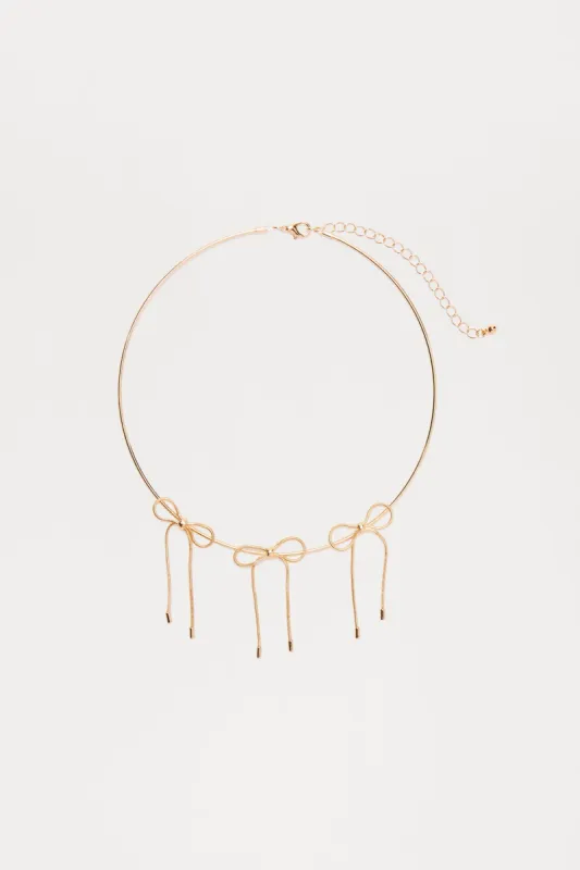 Cute Bows Necklace - Gold sold by Fashion Nova