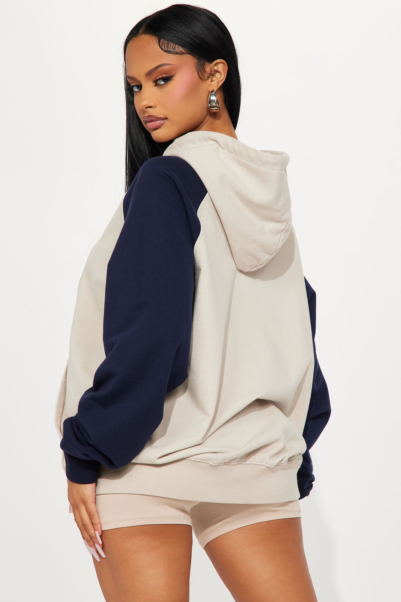 Wrenley Lounge Colorblock Oversize Hoodie - Taupe/combo sold by Fashion Nova product image thumbnail 3