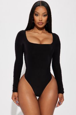 So Effortless Double Lined Bodysuit - Black sold by Fashion Nova