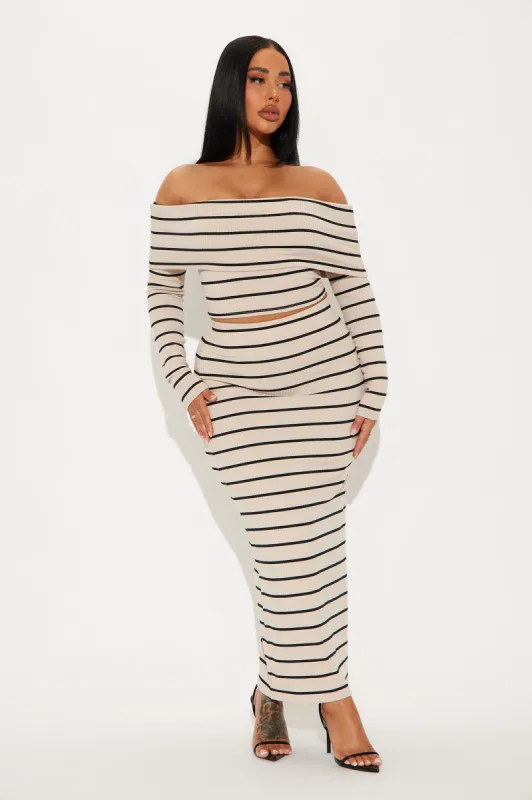 Adrian Stripe Skirt Set - Taupe/combo sold by Fashion Nova