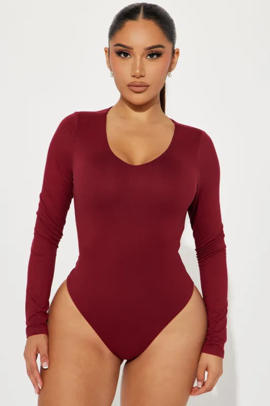 Myra Double Lined Bodysuit - Wine sold by Fashion Nova
