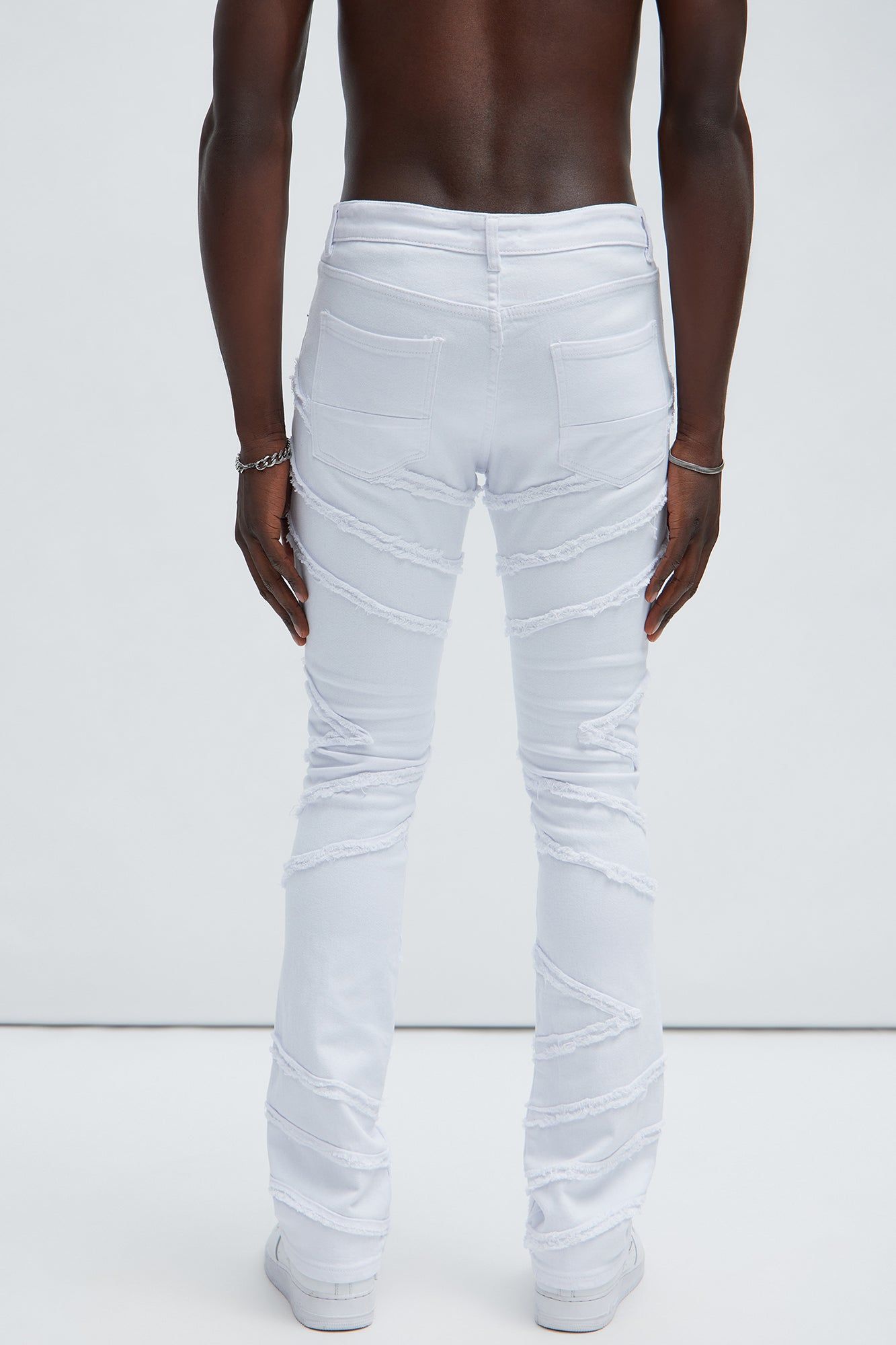 Check Me Out Fray Stacked Skinny Flare Pants - White sold by Fashion Nova product image thumbnail 5