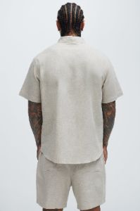 Bahamas Linen Classic Button Up Shirt - Stone sold by Fashion Nova