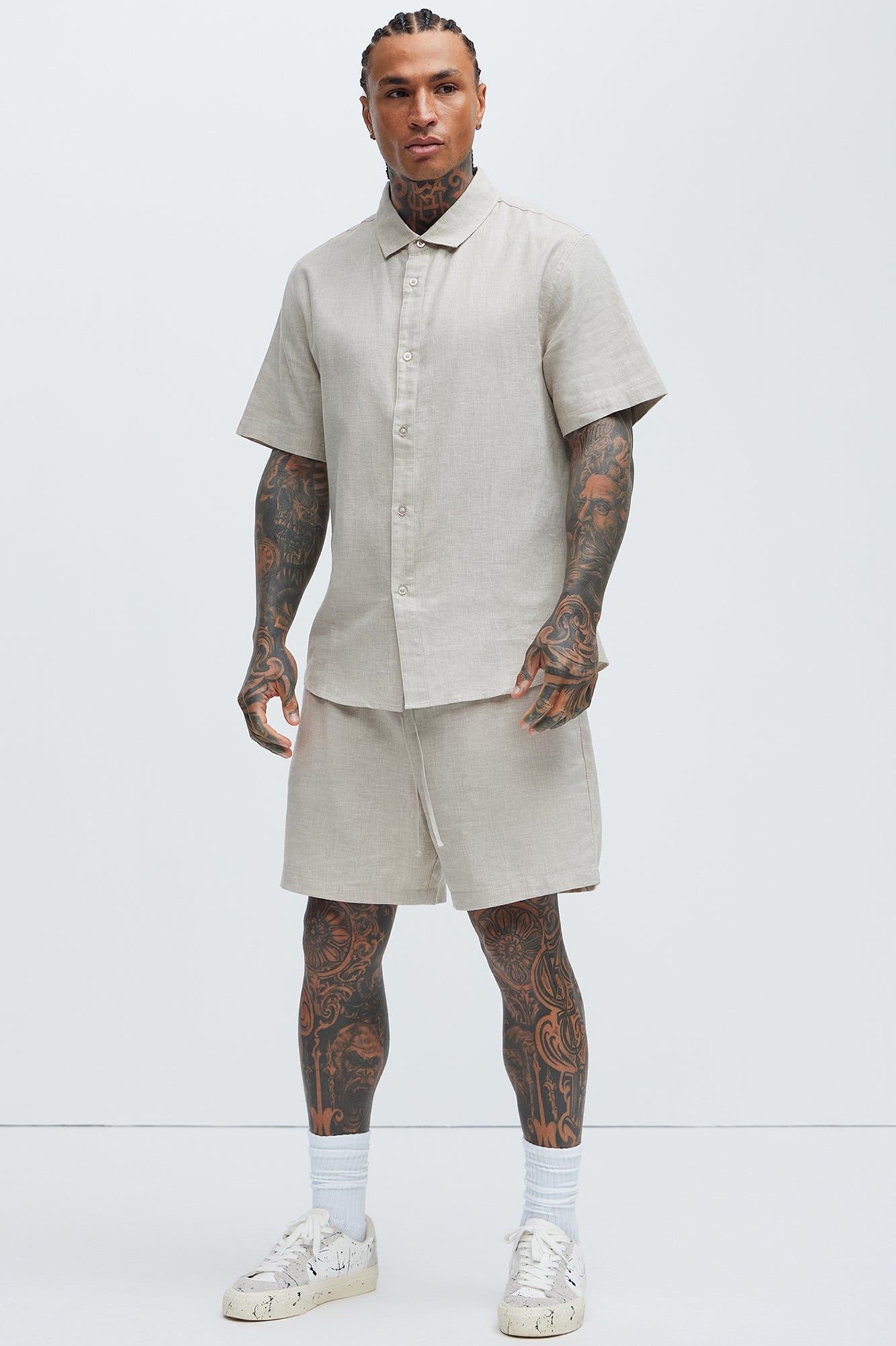 Bahamas Linen Classic Button Up Shirt - Stone sold by Fashion Nova product image thumbnail 2