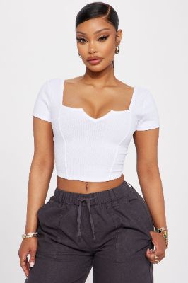 Kassandra Ribbed Top - White sold by Fashion Nova
