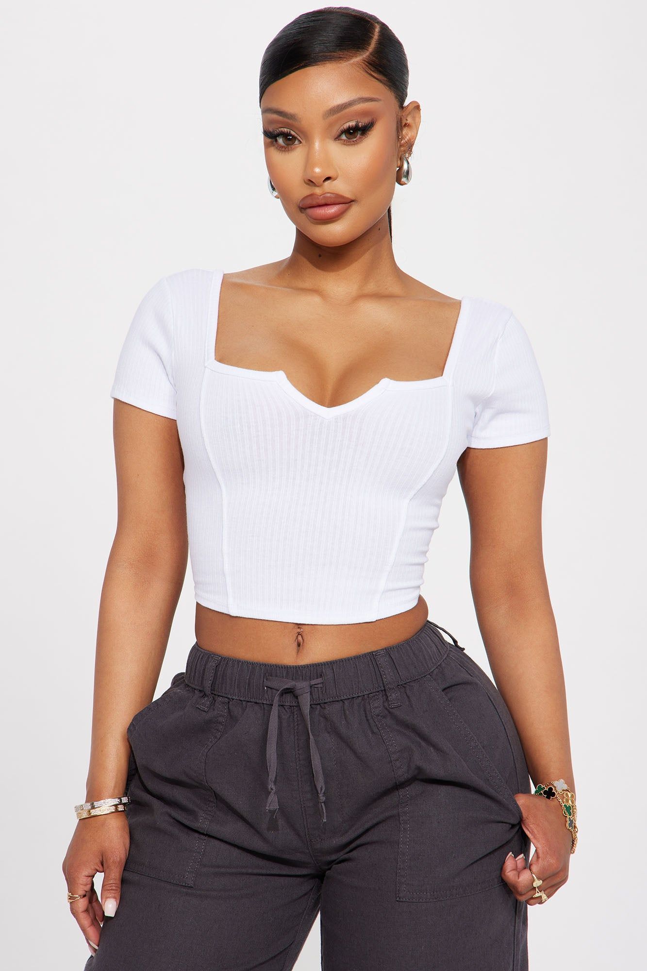 Kassandra Ribbed Top - White sold by Fashion Nova