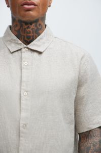 Bahamas Linen Classic Button Up Shirt - Stone sold by Fashion Nova