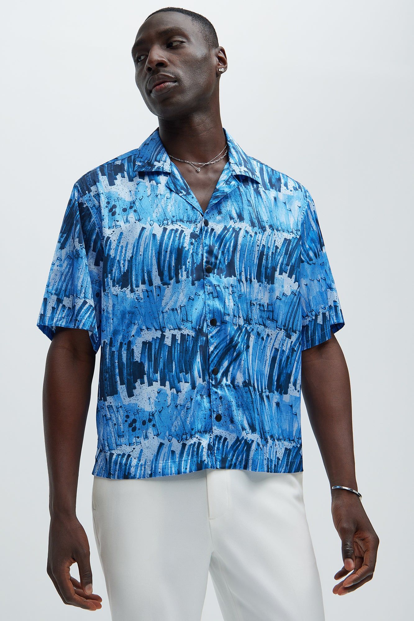 Calix Shirt - Blue/combo sold by Fashion Nova