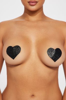 Sparkle Glitter Heart Nipple Cover Pasties - Black sold by Fashion Nova