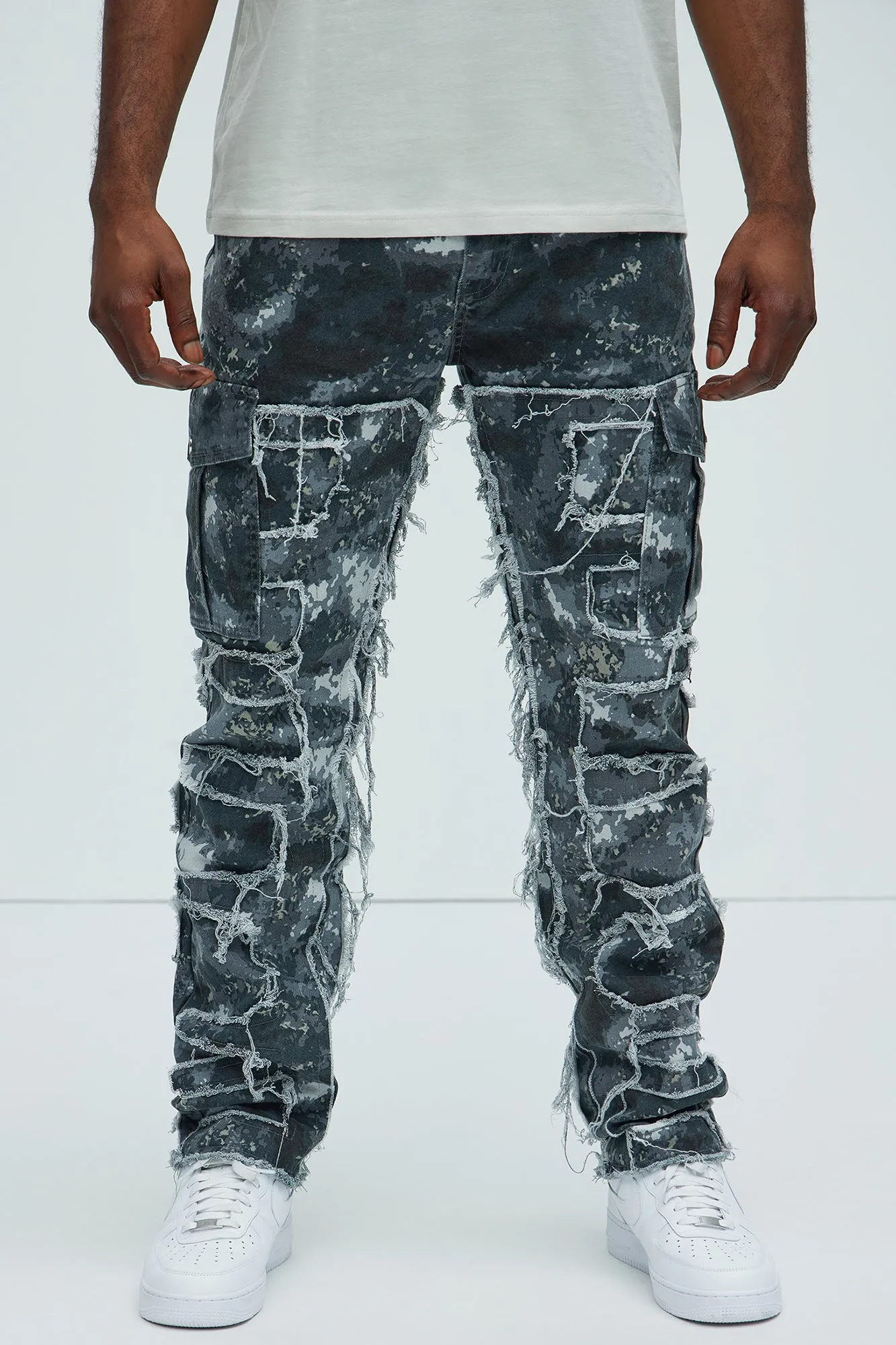 Got Me Distressed Cargo Straight Pants - Camouflage sold by Fashion Nova