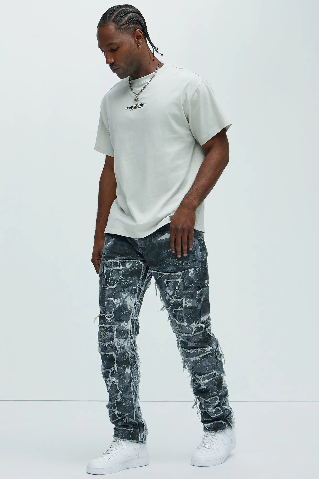 Got Me Distressed Cargo Straight Pants - Camouflage sold by Fashion Nova product image thumbnail 2