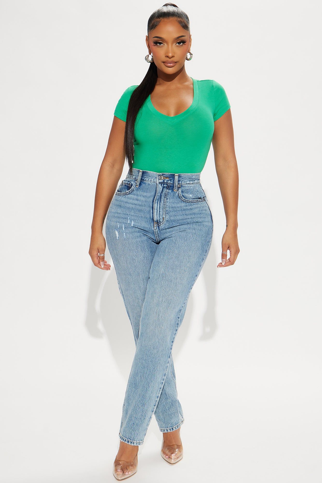 Ashley V-Neck Top - Kelly Green sold by Fashion Nova product image thumbnail 2