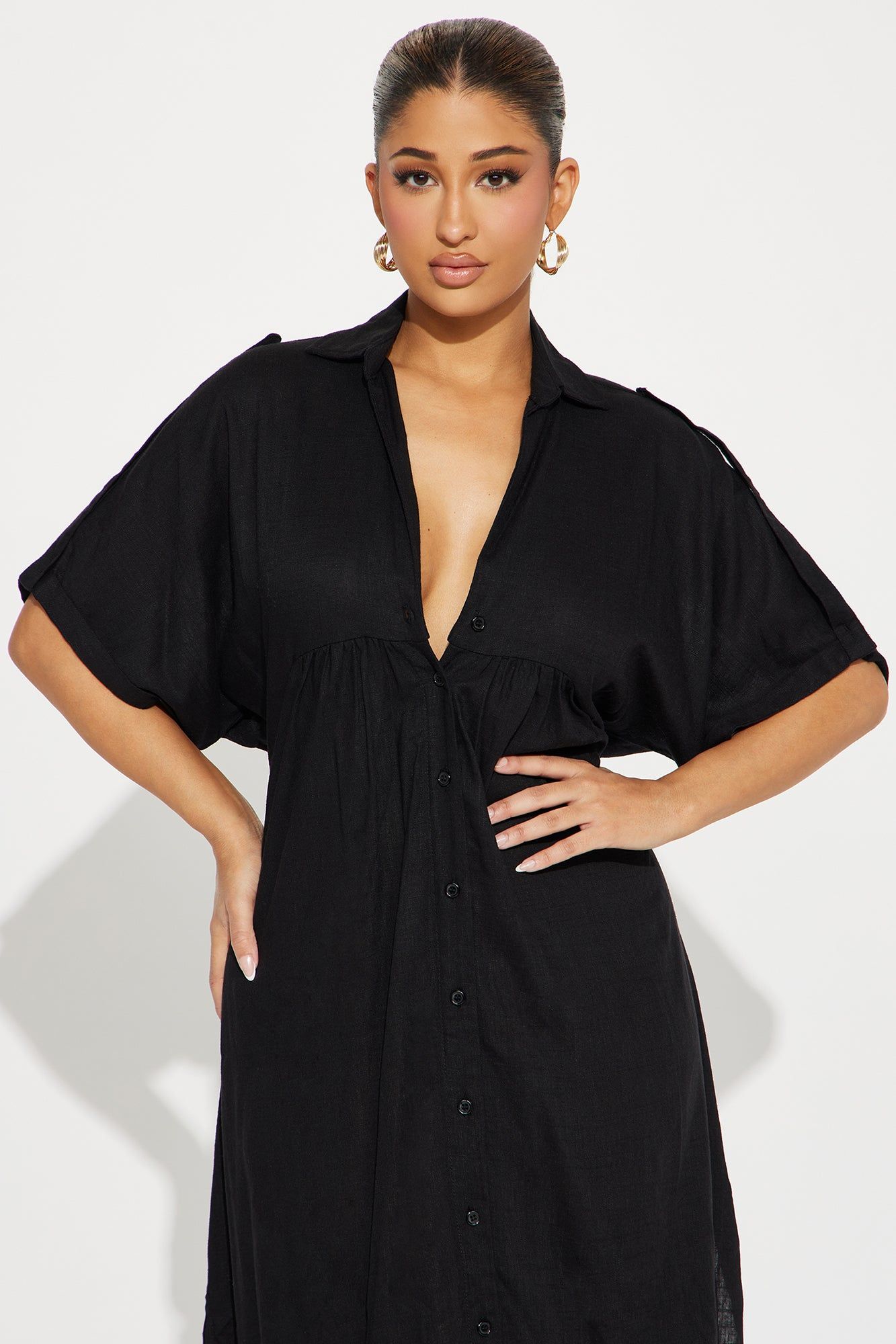Lucia Shirt Midi Dress - Black sold by Fashion Nova product image thumbnail 2