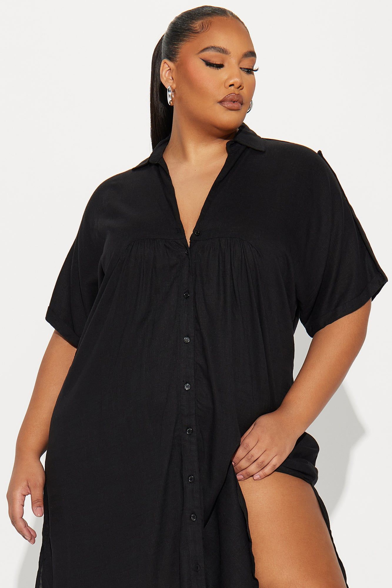 Lucia Shirt Midi Dress - Black sold by Fashion Nova product image thumbnail 5