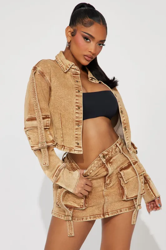 Nayely Denim Skirt Set - Mocha sold by Fashion Nova