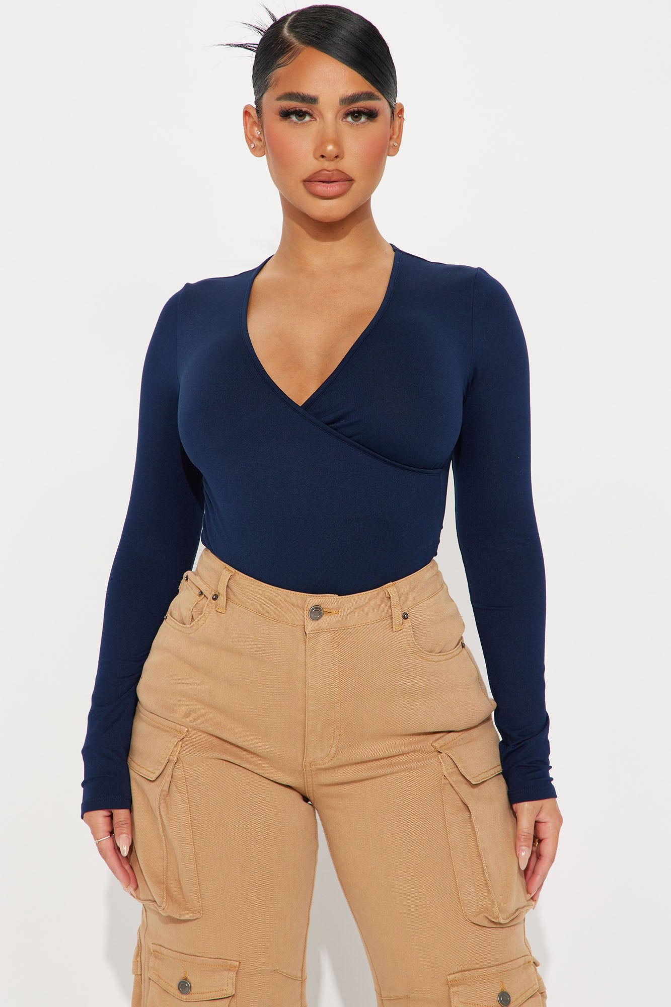 Bonnie Surplice Bodysuit - Navy sold by Fashion Nova product image thumbnail 3