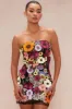 Mellie Floral Embroidered Mini Dress - Black/combo sold by Fashion Nova