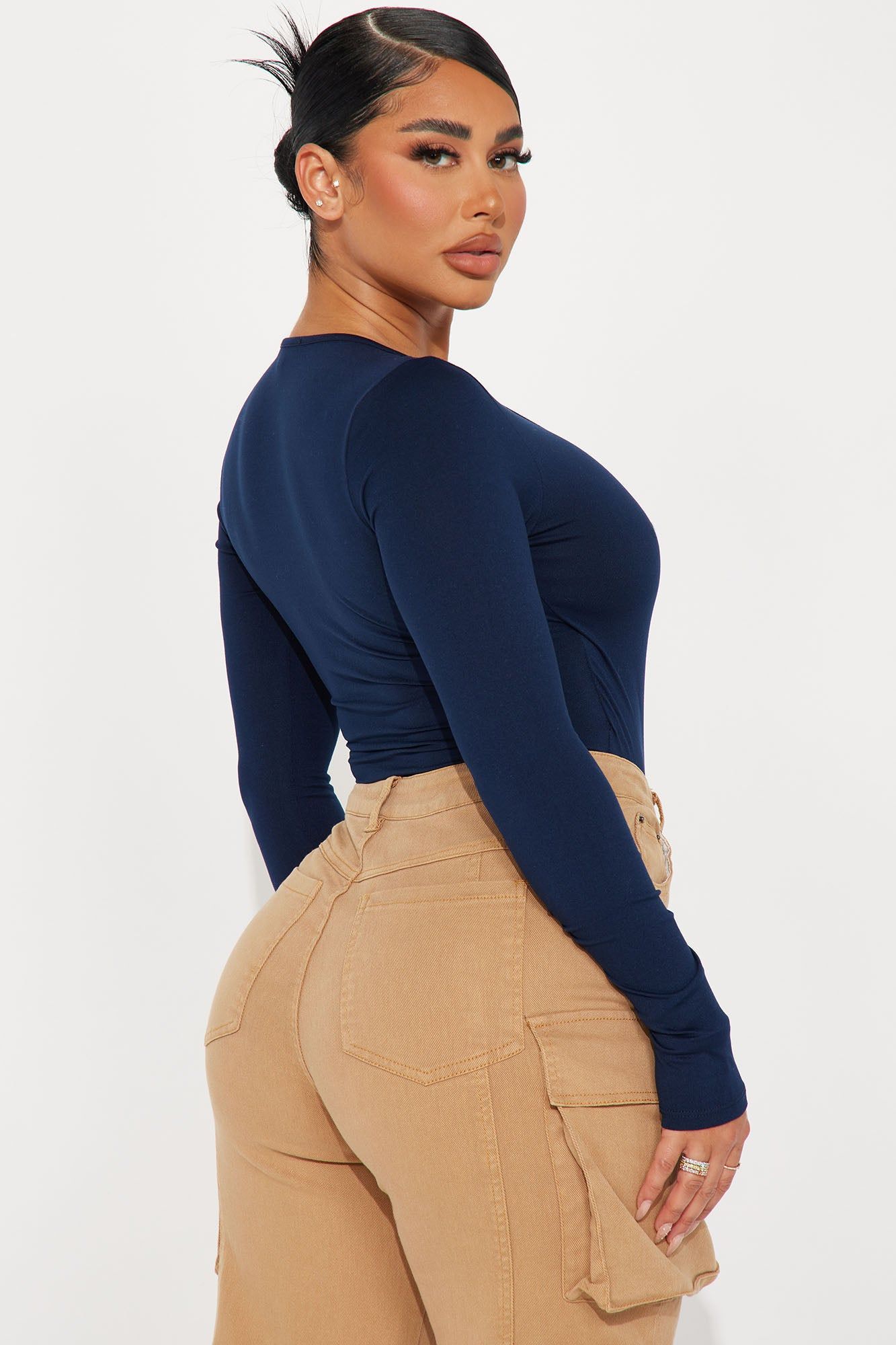 Bonnie Surplice Bodysuit - Navy sold by Fashion Nova product image thumbnail 4