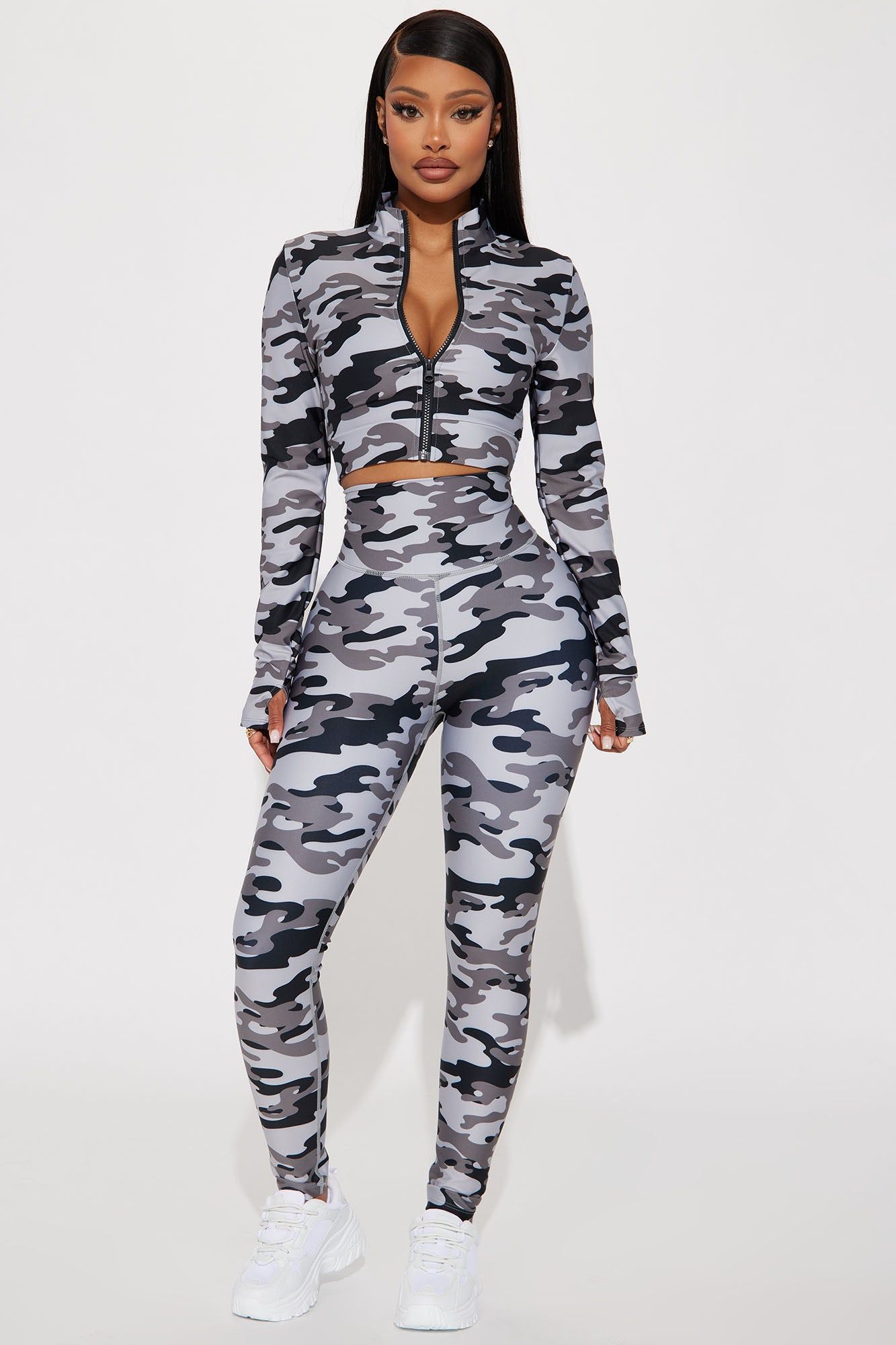 Ground Work Elevate Camo Legging - Charcoal/combo sold by Fashion Nova
