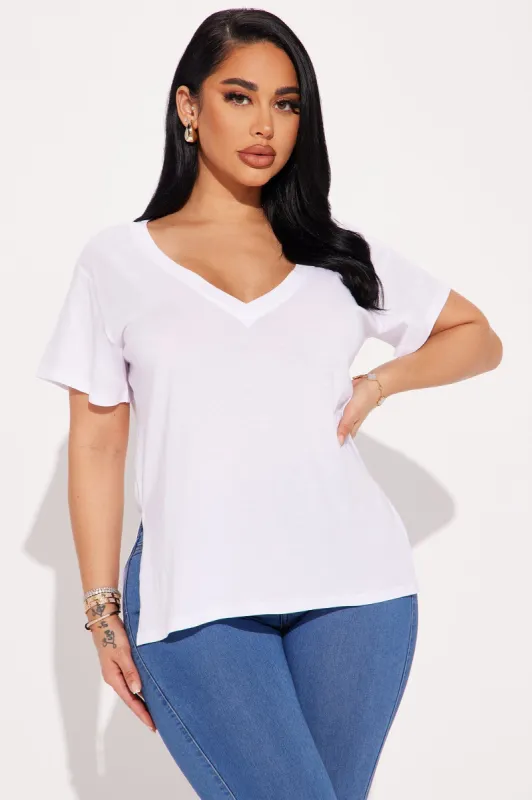Veronica V-Neck Top - White sold by Fashion Nova