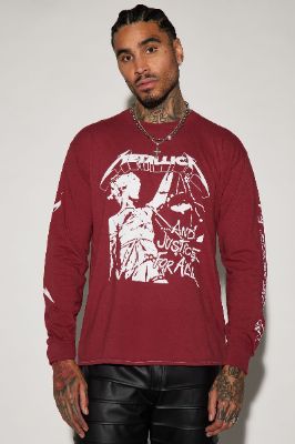 Metallica And Justice For All Long Sleeve Tee - Burgundy sold by Fashion Nova