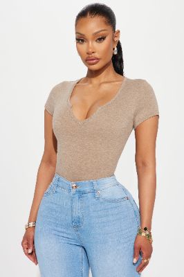 Natalie Short Sleeve Tee - Mocha sold by Fashion Nova