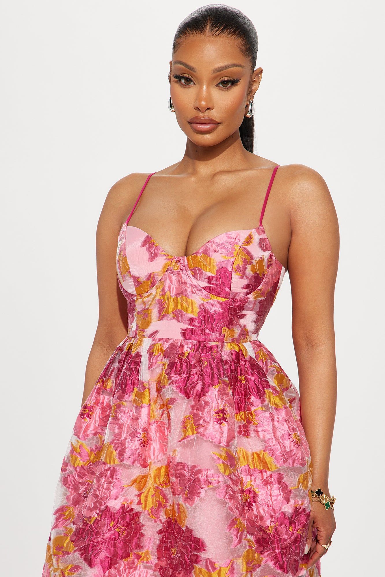 Flower Bed Floral Midi Dress - Fuchsia sold by Fashion Nova product image thumbnail 2