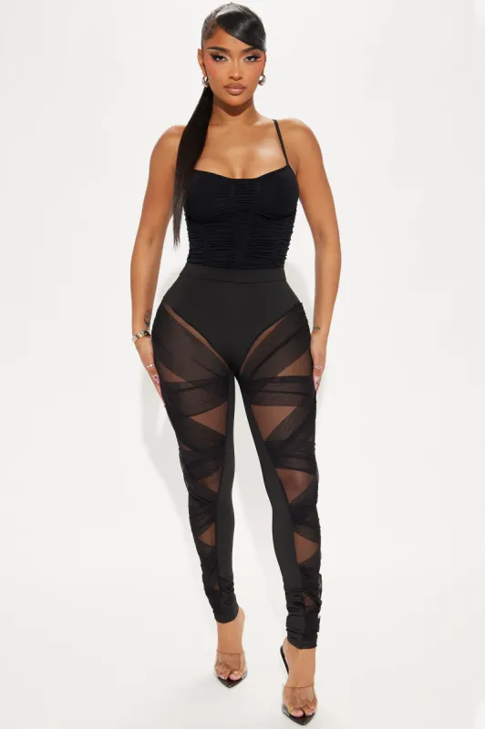 Heartbreaker Moves Mesh Cut Out Legging - Black sold by Fashion Nova