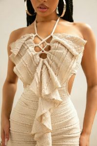 Allison Textured Mini Dress - Beige sold by Fashion Nova