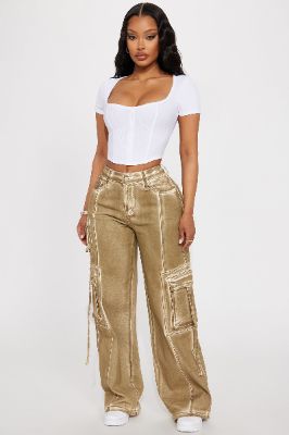 All A Blur Mineral Wash Cargo Pant - Brown sold by Fashion Nova