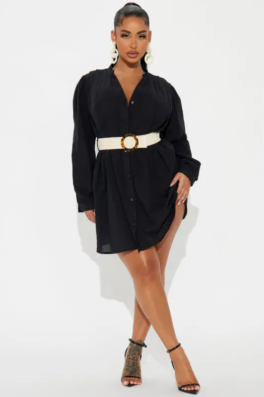 Ayami Mini Shirt Dress - Black sold by Fashion Nova