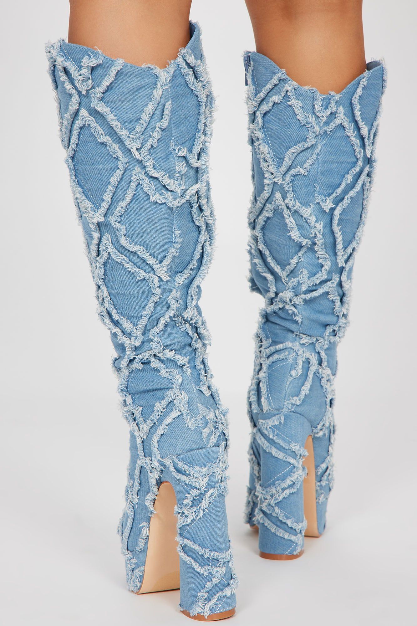I'm All That Knee High Heeled Boots - Denim sold by Fashion Nova product image thumbnail 4