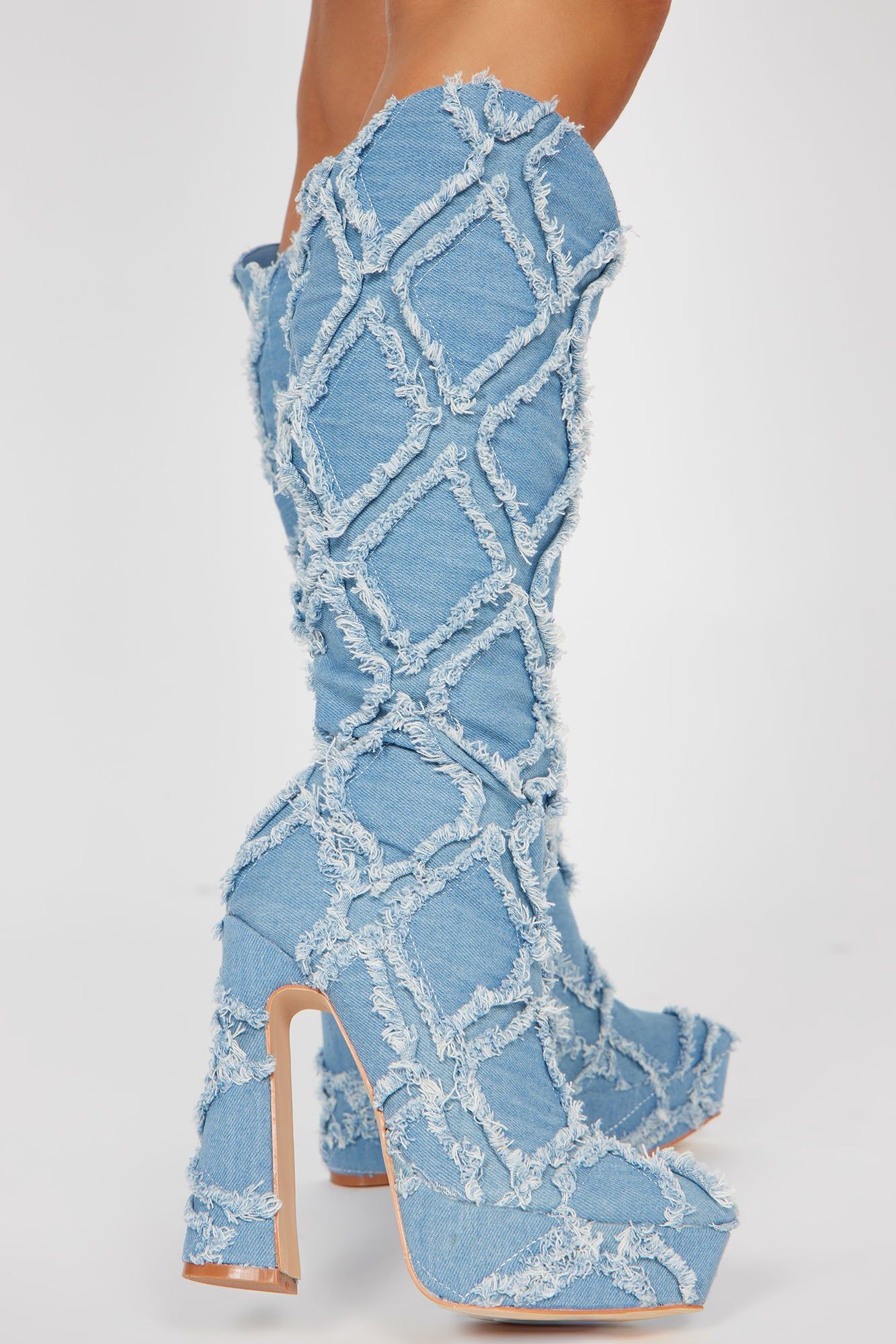 I'm All That Knee High Heeled Boots - Denim sold by Fashion Nova product image thumbnail 3