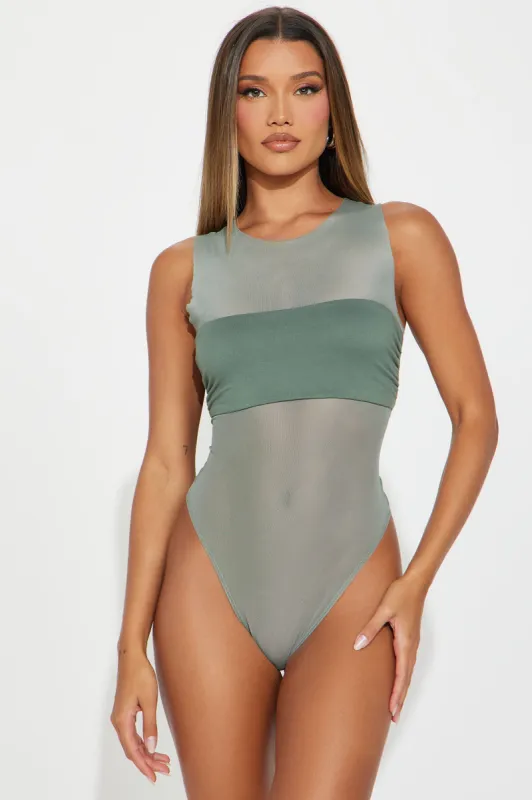 Endless Love Sleeveless Bodysuit - Sage sold by Fashion Nova