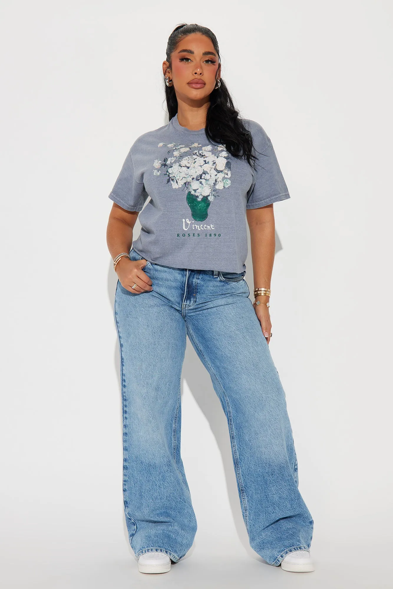 Vincent Roses Washed Tee - Grey sold by Fashion Nova product image thumbnail 2