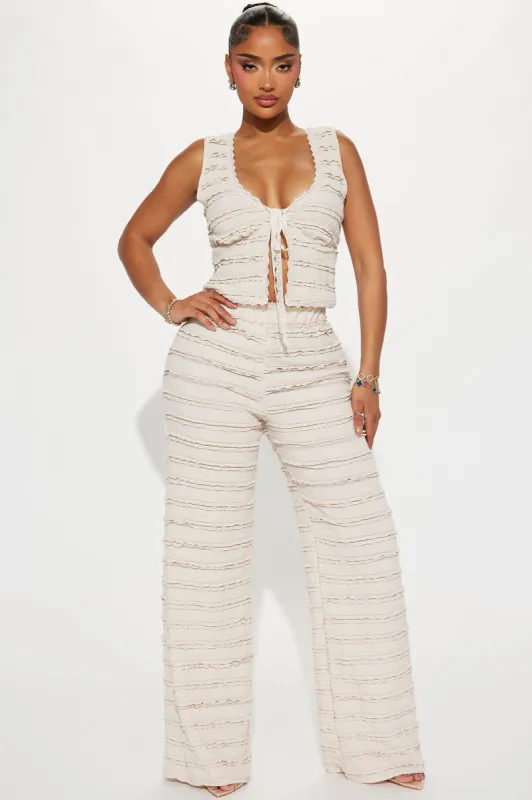 Sweet Embrace Ruffle Textured Pant Set - Nude sold by Fashion Nova