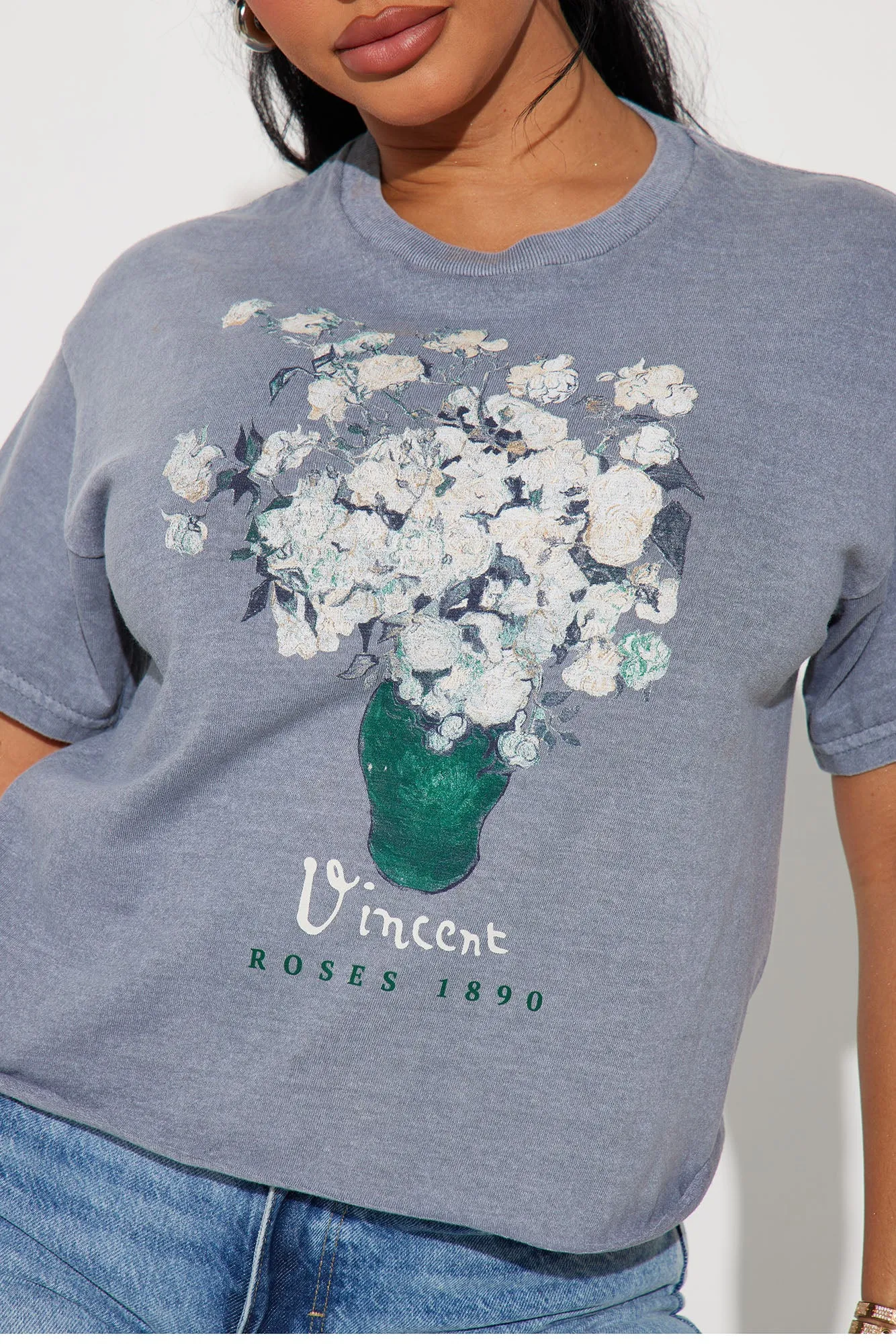 Vincent Roses Washed Tee - Grey sold by Fashion Nova product image thumbnail 4