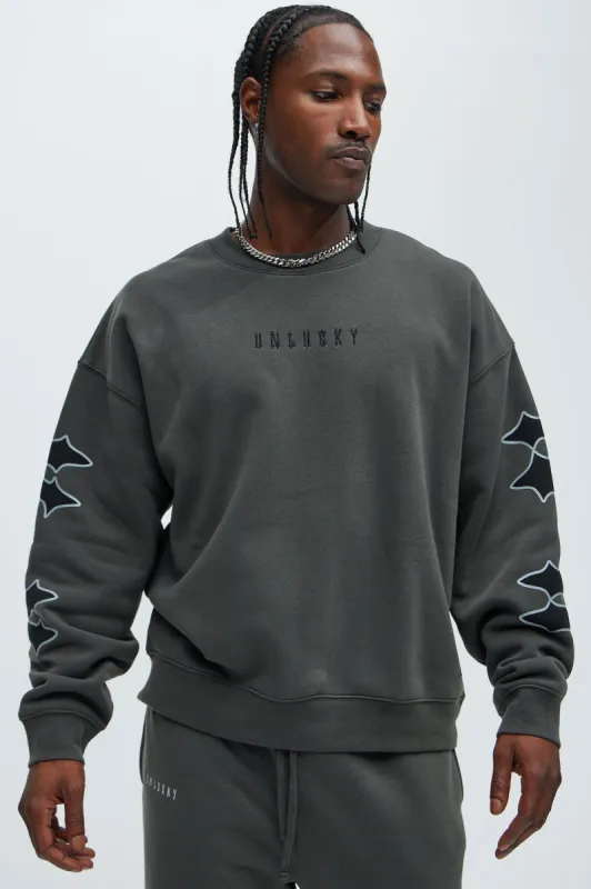 Unlucky Crew Neck Sweater - Black sold by Fashion Nova