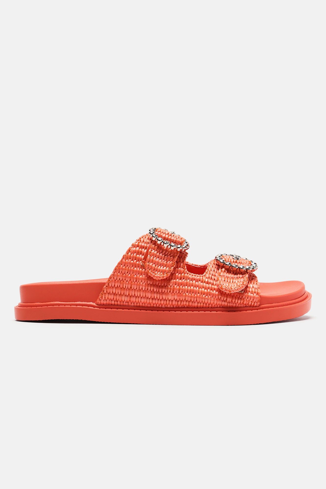 Sutton Embellished Slides - Orange sold by Fashion Nova