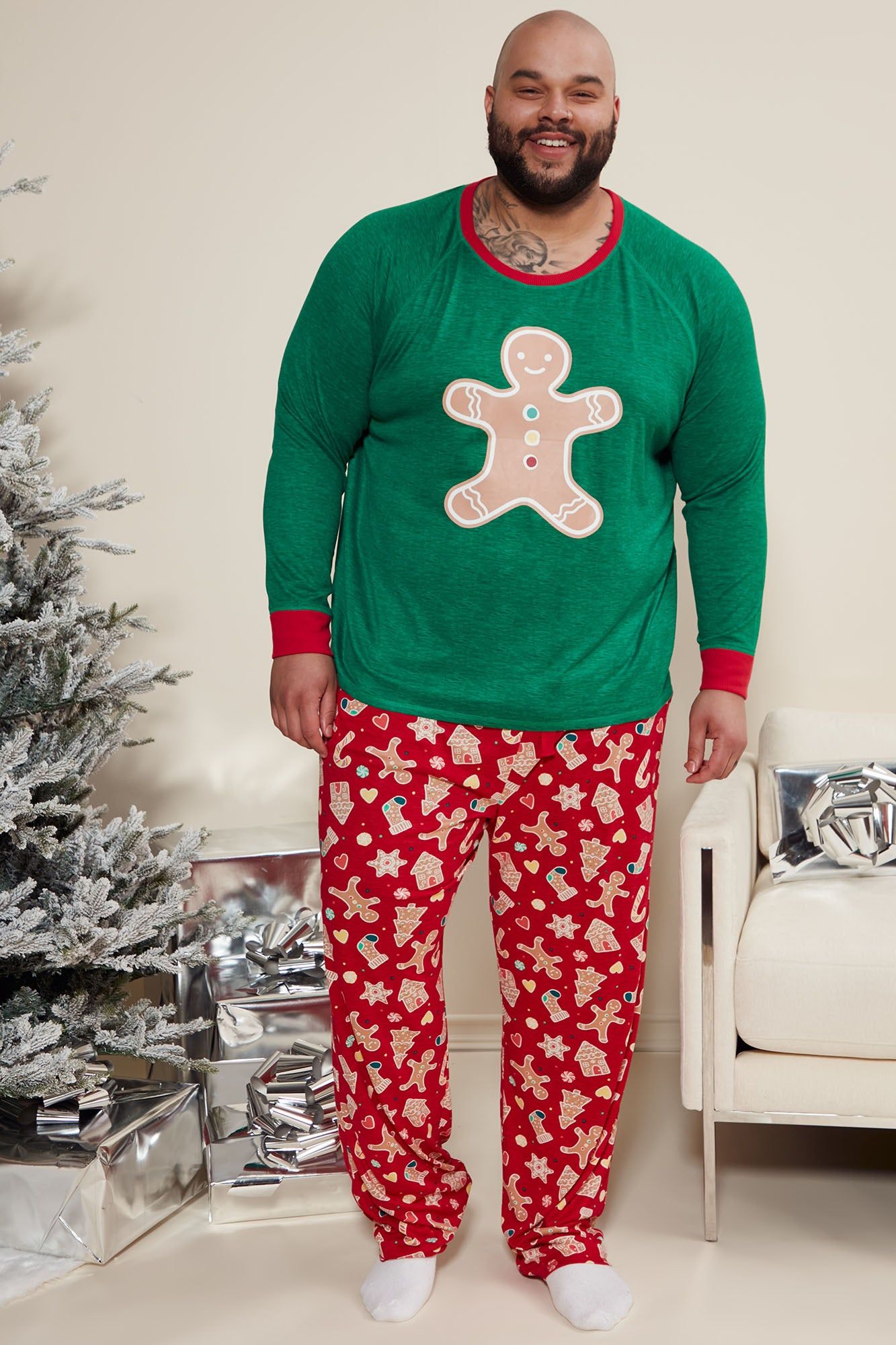 Sweet Gingerbread Holiday PJ Set - Red/combo sold by Fashion Nova product image thumbnail 3