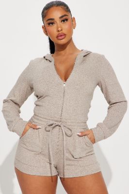 Sunday Feels Romper - Taupe sold by Fashion Nova