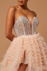 Kennedi Ruffle Gown - Peach sold by Fashion Nova