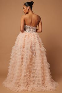 Kennedi Ruffle Gown - Peach sold by Fashion Nova